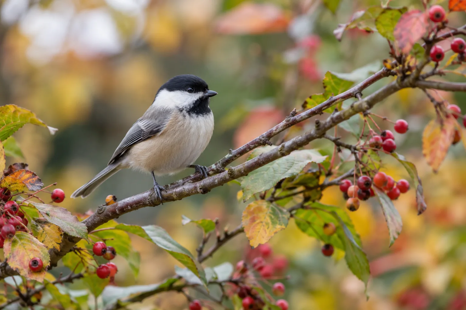 Small songbird perched among shrubs in a neighborhood garden